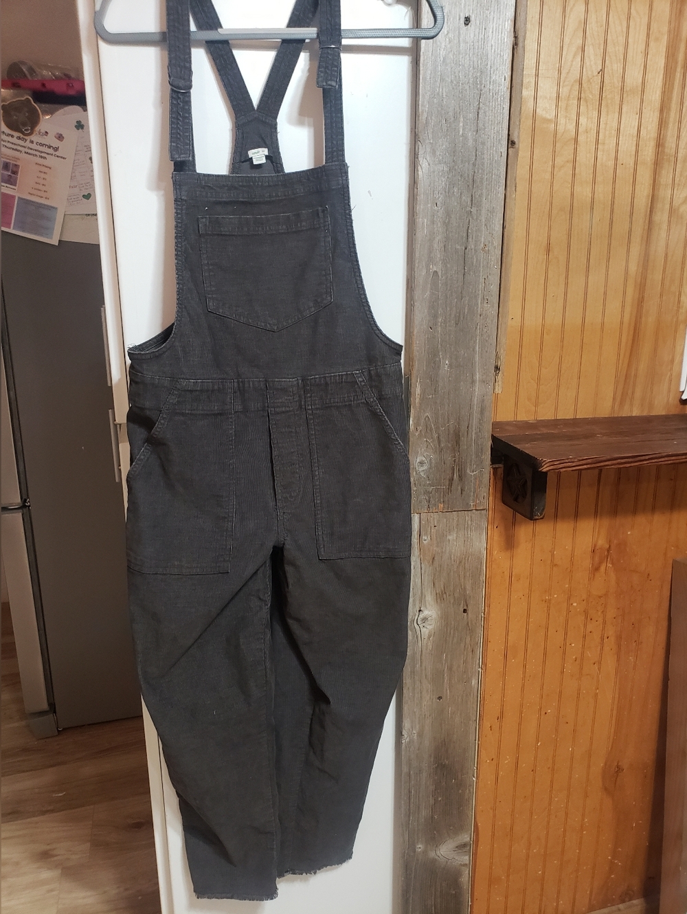 Aerie Corduroy Gray Loose Oversized Woman Small Coveralls Overalls Fray Hem